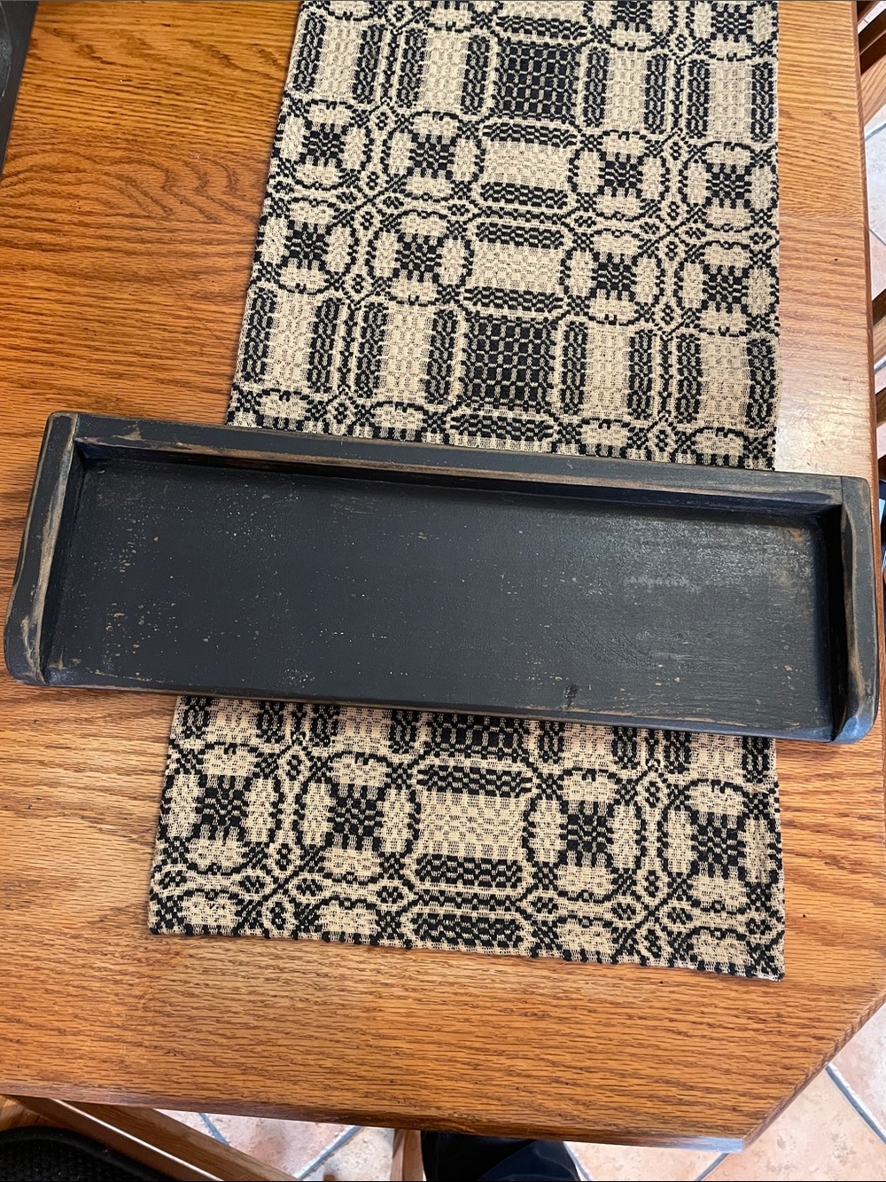 Distressed Black Wooden Tray